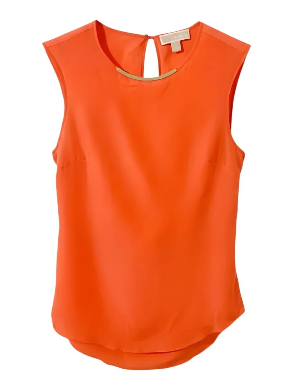 Michael Kors Bright Orange Sleeveless Top with Gold Accent